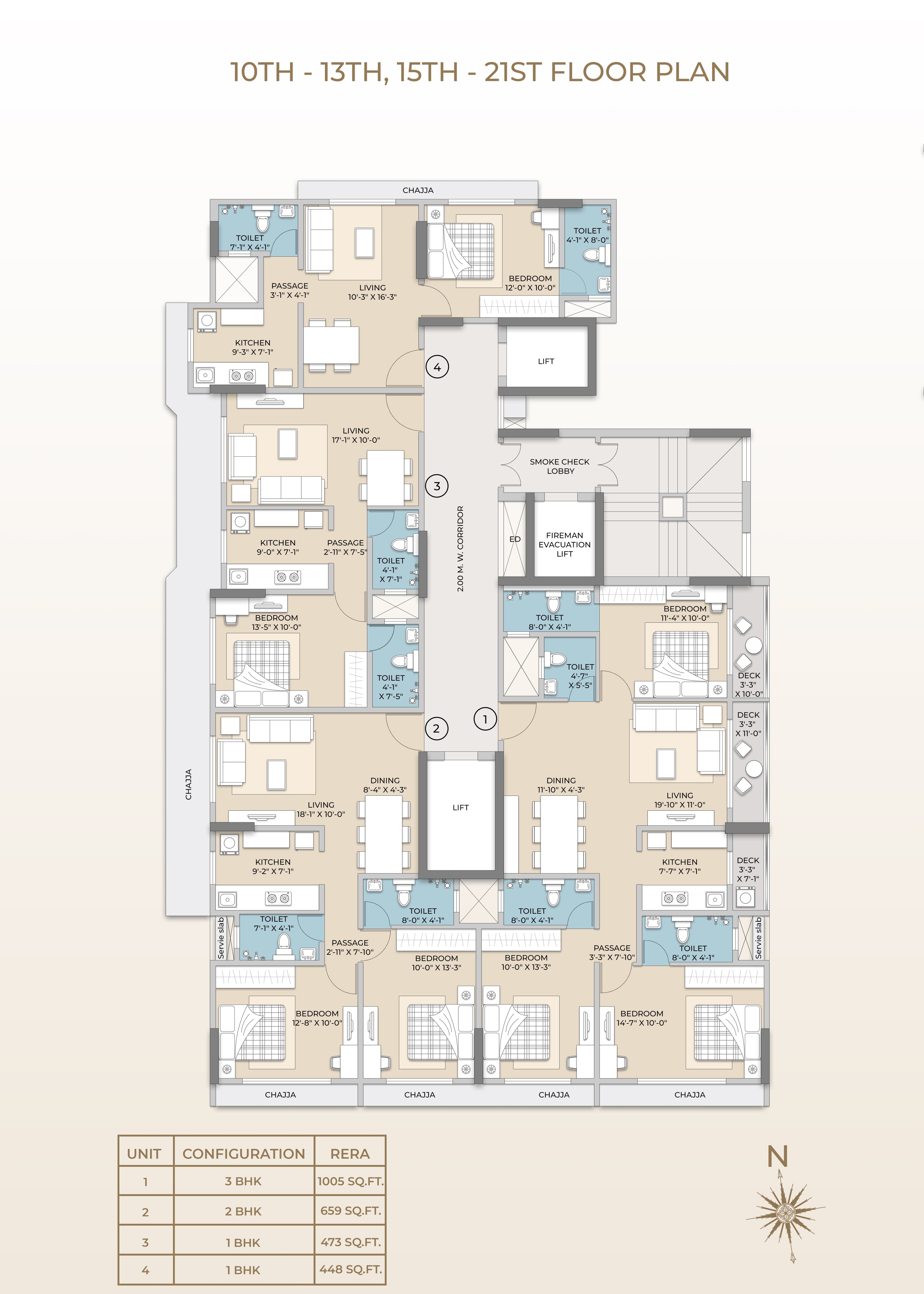 10th to 16th floor plan